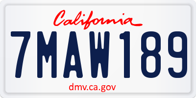 CA license plate 7MAW189