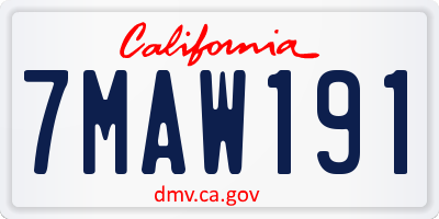 CA license plate 7MAW191