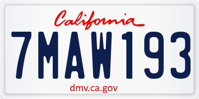 CA license plate 7MAW193