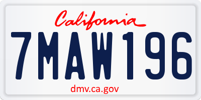 CA license plate 7MAW196