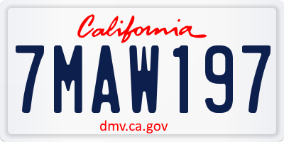 CA license plate 7MAW197