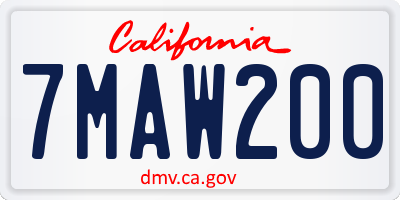 CA license plate 7MAW200