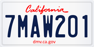 CA license plate 7MAW201