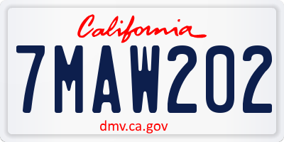 CA license plate 7MAW202