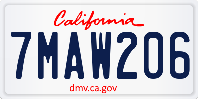 CA license plate 7MAW206