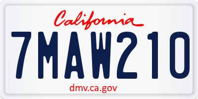 CA license plate 7MAW210
