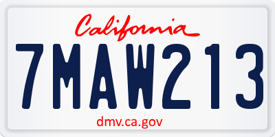 CA license plate 7MAW213