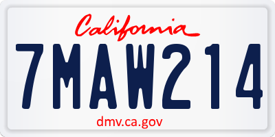 CA license plate 7MAW214