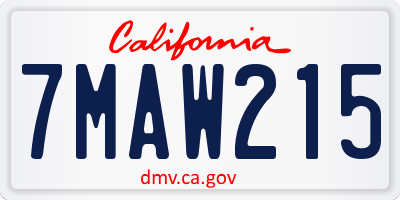 CA license plate 7MAW215