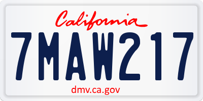 CA license plate 7MAW217