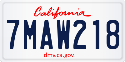 CA license plate 7MAW218
