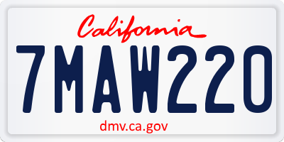 CA license plate 7MAW220