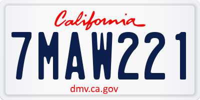 CA license plate 7MAW221