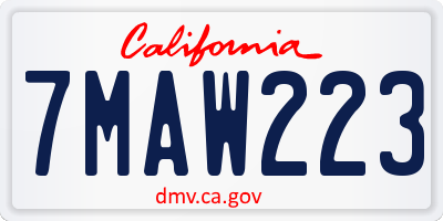 CA license plate 7MAW223