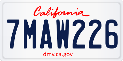 CA license plate 7MAW226