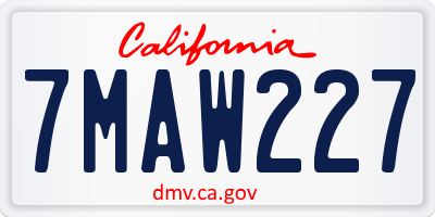 CA license plate 7MAW227