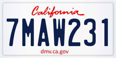 CA license plate 7MAW231