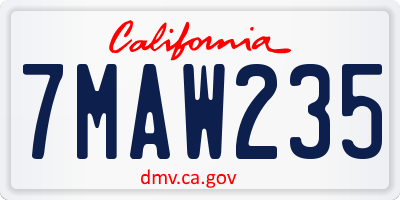 CA license plate 7MAW235