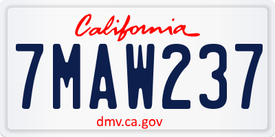 CA license plate 7MAW237