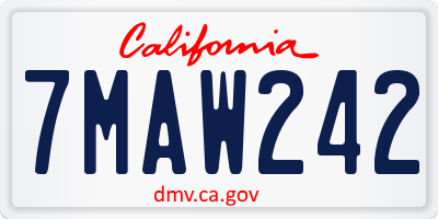 CA license plate 7MAW242