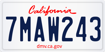 CA license plate 7MAW243