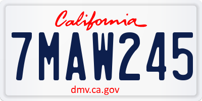 CA license plate 7MAW245