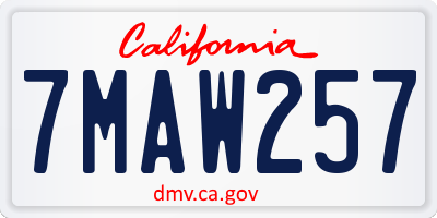 CA license plate 7MAW257