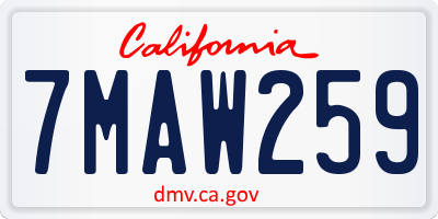 CA license plate 7MAW259