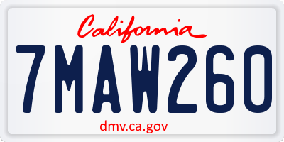 CA license plate 7MAW260