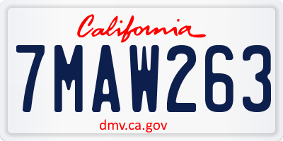 CA license plate 7MAW263