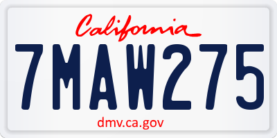 CA license plate 7MAW275