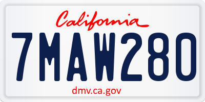 CA license plate 7MAW280