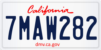 CA license plate 7MAW282