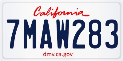 CA license plate 7MAW283