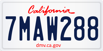 CA license plate 7MAW288