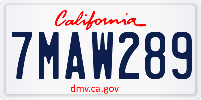 CA license plate 7MAW289