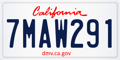 CA license plate 7MAW291