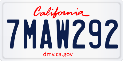 CA license plate 7MAW292