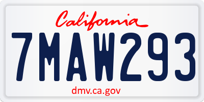 CA license plate 7MAW293