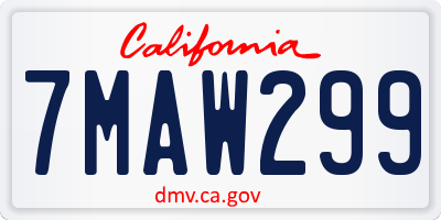 CA license plate 7MAW299