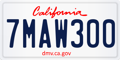 CA license plate 7MAW300