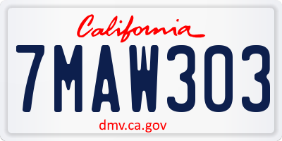 CA license plate 7MAW303