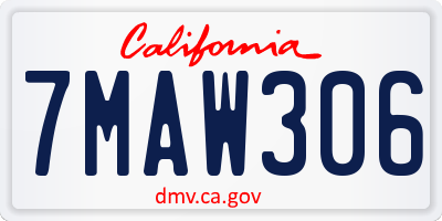 CA license plate 7MAW306