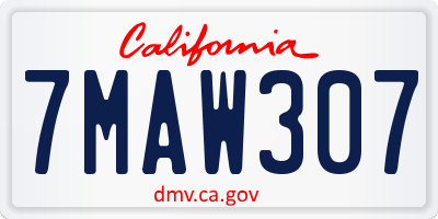 CA license plate 7MAW307