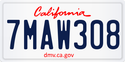 CA license plate 7MAW308