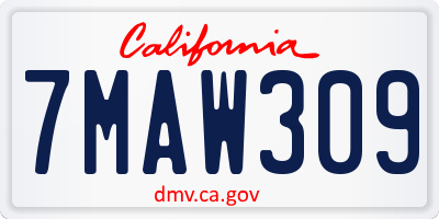 CA license plate 7MAW309