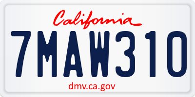 CA license plate 7MAW310