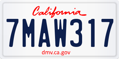 CA license plate 7MAW317