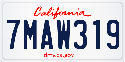 CA license plate 7MAW319