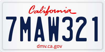 CA license plate 7MAW321